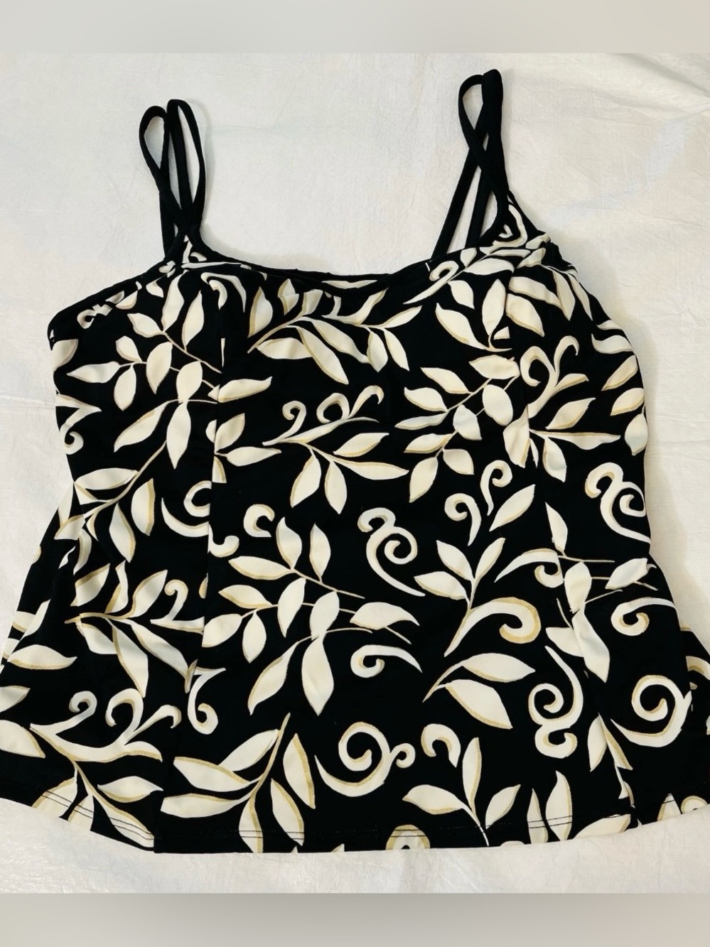 Miraclesuit SZ 20W Floral Black White Tankini Support Bra Taped Seams Beach Wear
